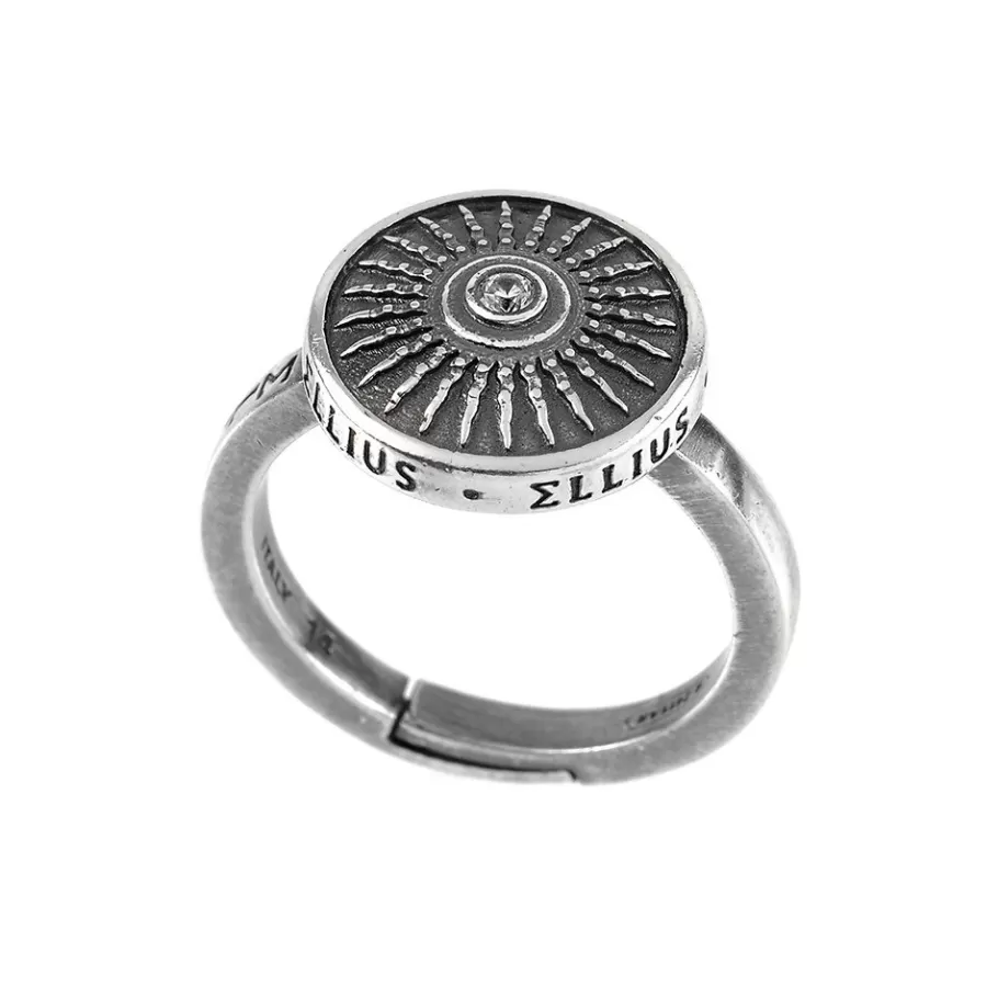 Ellius Jewelry White Stone Clipeo Shield Ring Discount